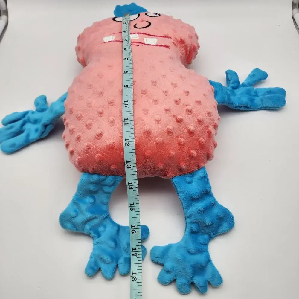 Friendly Monster Minky Plush 14” Pink Body Blue Floppy Legs Stuffed Animal Toy